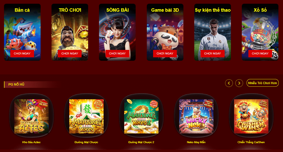 Với các game slot đa dạng